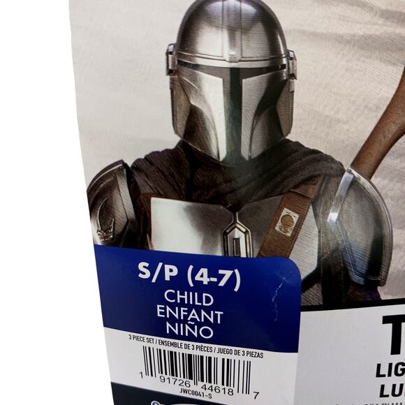 Star Wars MANDALORIAN 3pc Costume Child 8-10 Padded Bodysuit Helmet Halloween - Picture 5 of 11